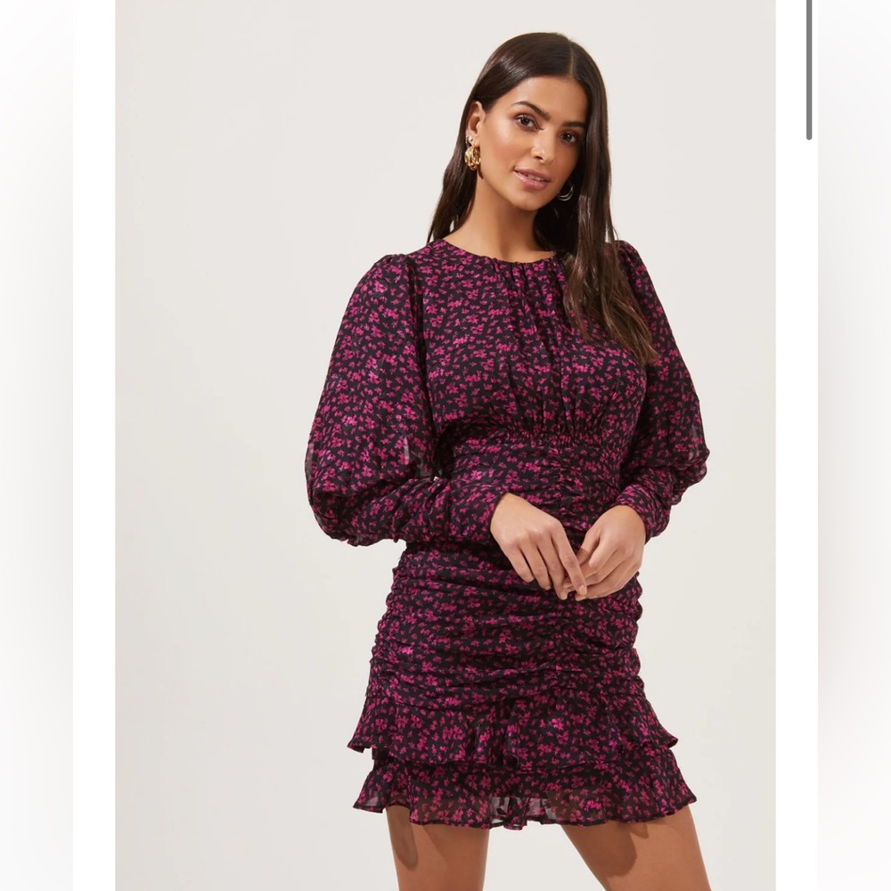 ASTR THE LABEL Claremore Floral Ruched Mini Dress